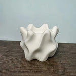 pot fleurs forme irrégulière moderne blanc texturéintérieur extérieur drainage succulentes