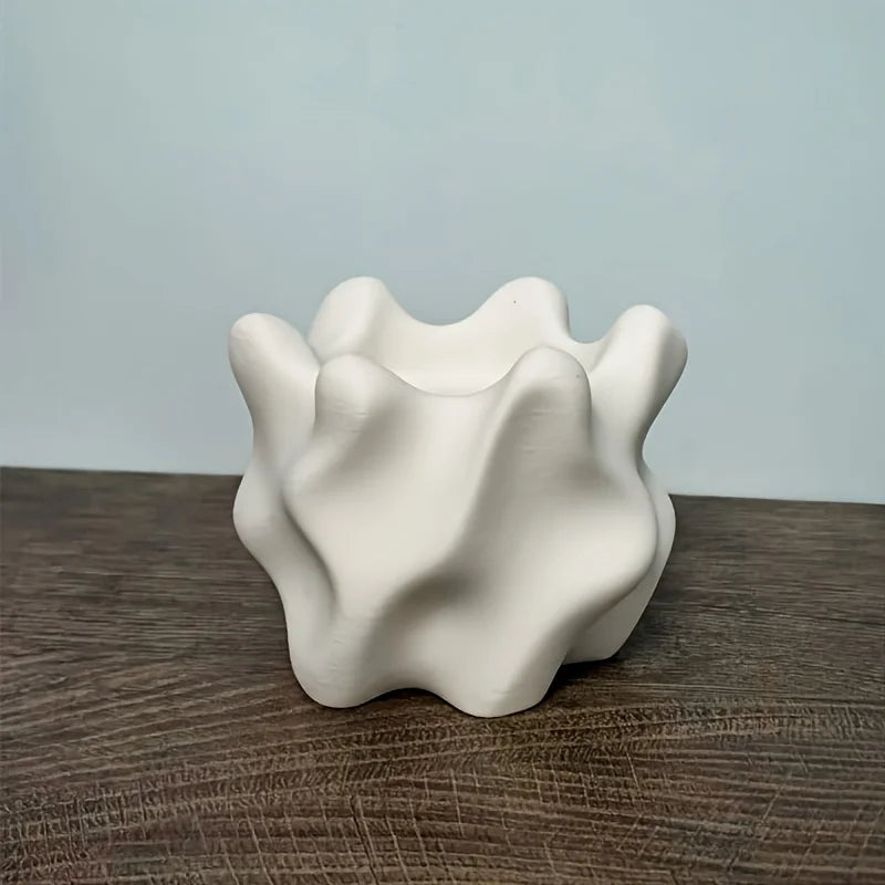pot fleurs forme irrégulière moderne blanc texturéintérieur extérieur drainage succulentes