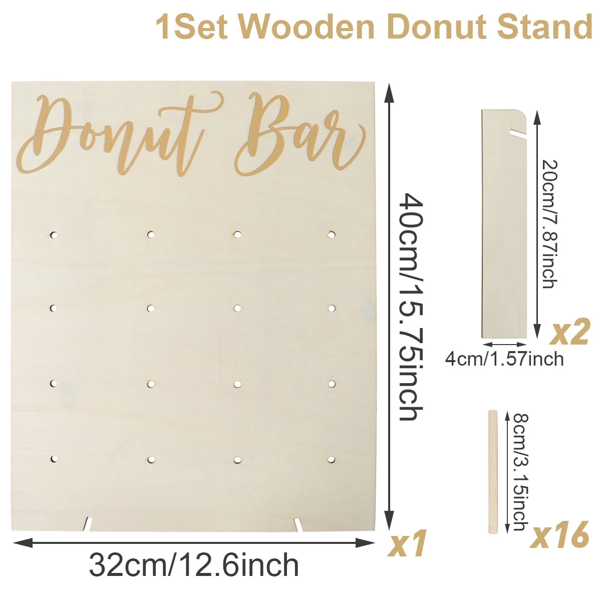 supports donuts bois clair fête donuts multicolores sprinkles glaçage textures variées donut bar piñata