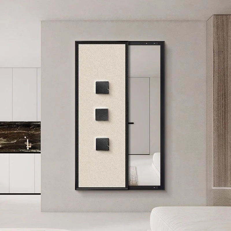 miroir pleine longueur contemporain beige noir abstract pattern cadre aluminium chambre salon decoration
