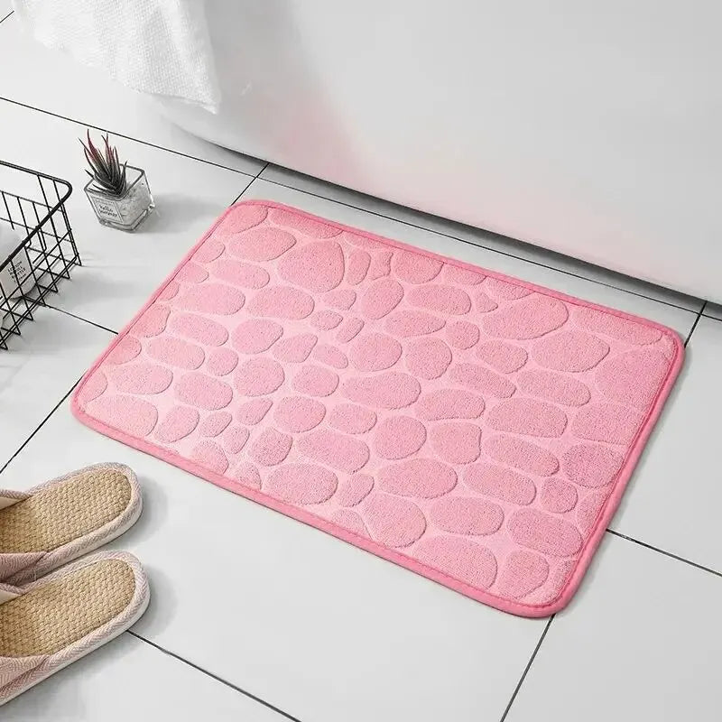 tapis bain velours microfibre rose clair gris moderne antidérapant 60x40cm