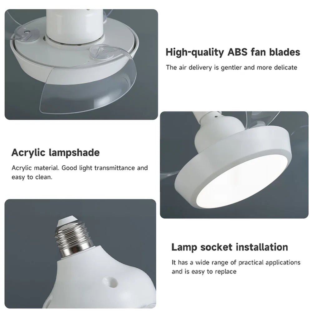 ventilateur lampe led moderne blanc télécommande vitesses flux lumineux certification ul rohs fcc