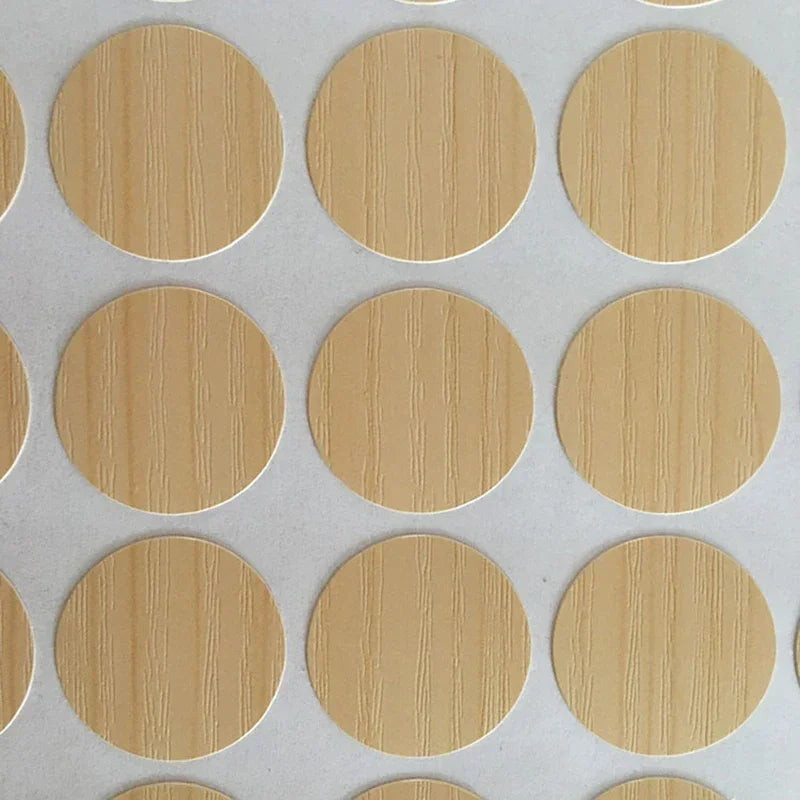 autocollants marron doré vis décoration tiroir meuble bois texture points circulaires résistants eau 96pcs