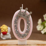 bougies chiffres rose pâle strass argenté décoratives anniversaire princesse couronne festive création