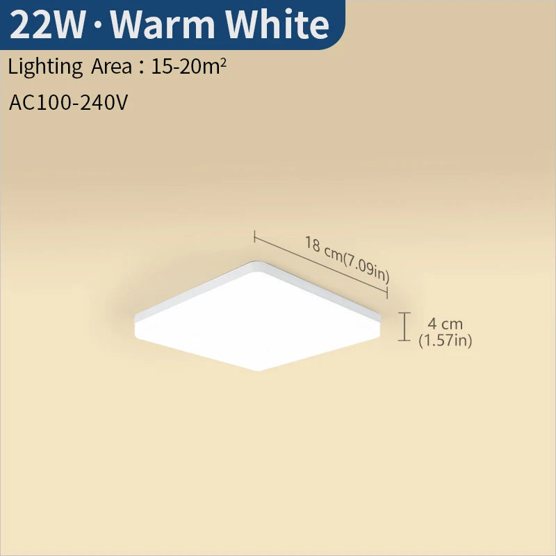 lampe carrée led blanc minimaliste éclairage chambre 220v 2000lm 82000lm