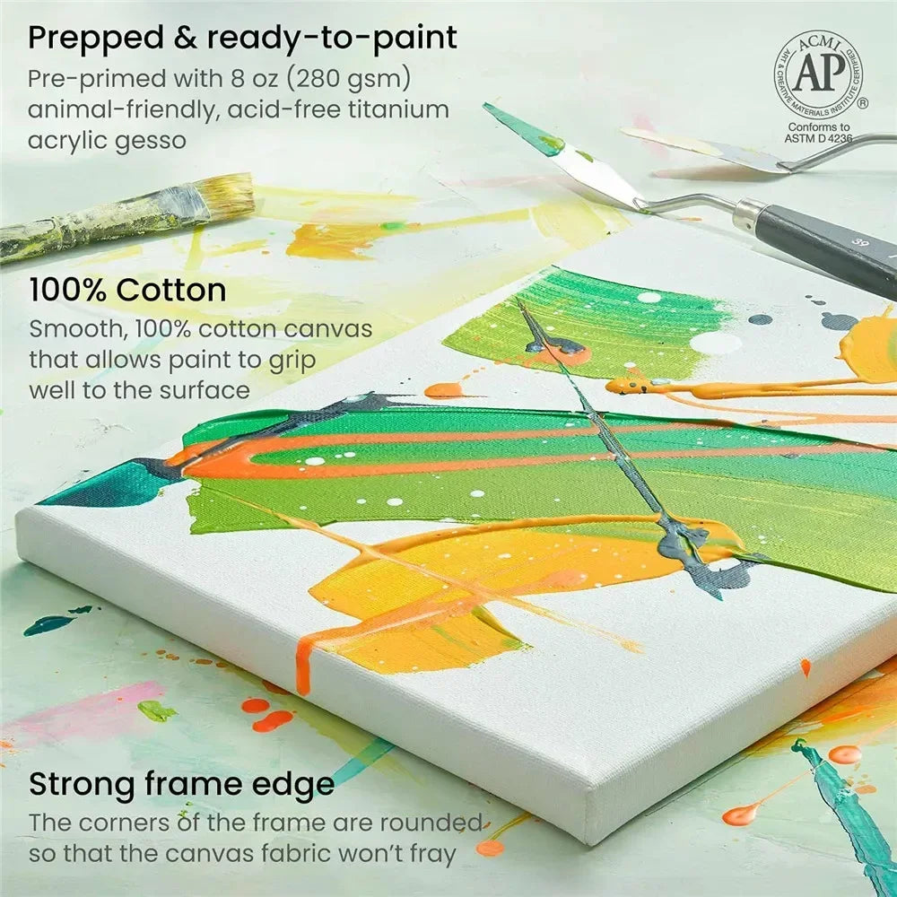 toiles peinture coton blanc cadre bois set art peinture huile aquarelle enfants adultes