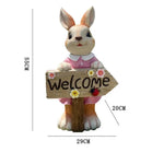 décoration extérieure figurine lapin bienvenue panneau fleurs coccinelle champêtre charmant résine