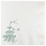 serviette papier blanche mariage dessin bouteille vin champagne monogramme personnalisée fête anniversaire réception élégante