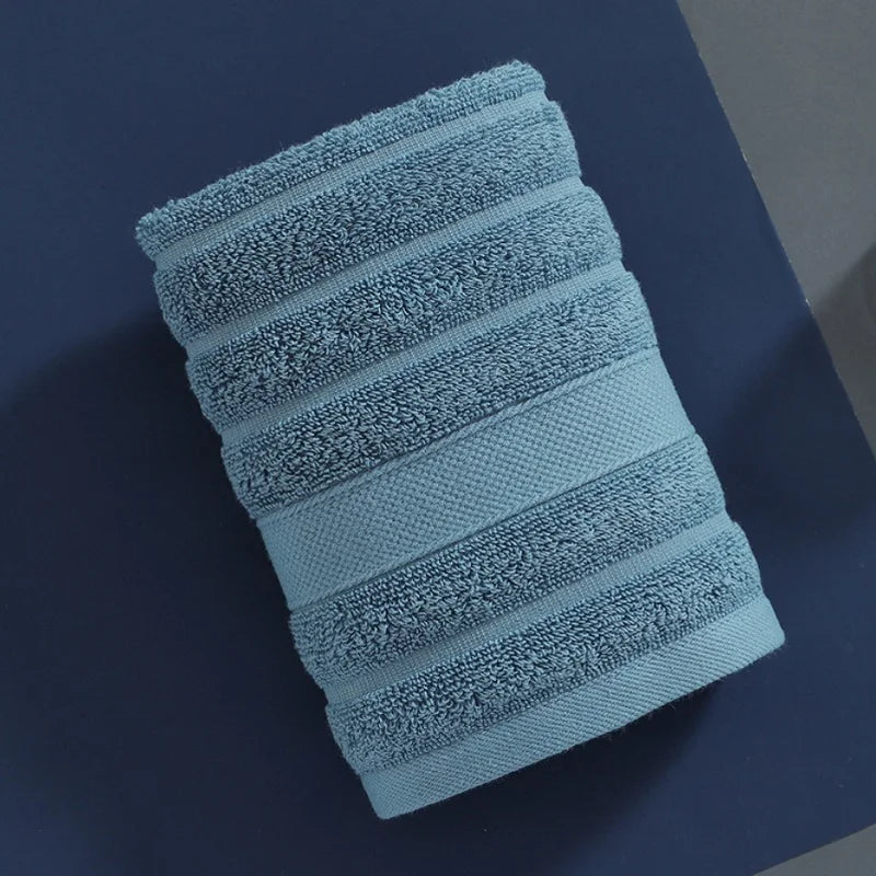 serviettes coton 100% rayures horizontales blanc rose gris bleu absorption élevée face main 35x35cm