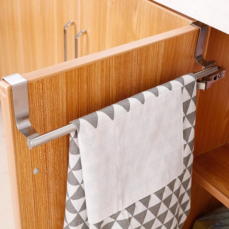 porte serviettes mural acier inoxydable moderne clips cuisine rayures grises geometriques