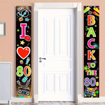 Ensemble de décoration années 80 avec bannière et toile de fond multicolores