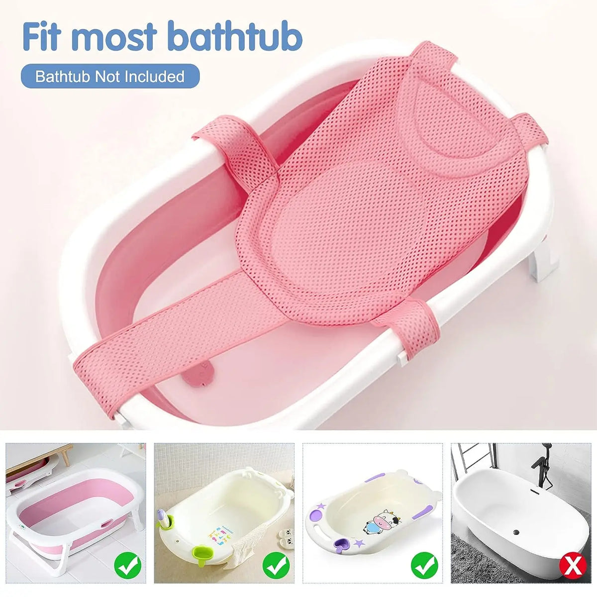 siège bain bébé bleu rose maille fine clips ajustable flottant baignoire sécurité moderne pratique