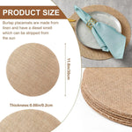 tapis ronds toile jute naturelle rustique 30cm beige clair décoration table festive