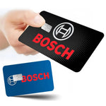 étui carte bancaire adhésif waterproof moderne logo bosch blanc fond noir points cartes crédit