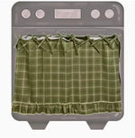 jupette oven vichy rouge blanc fermière rubans nouer écran intimité placard cache cuisinière