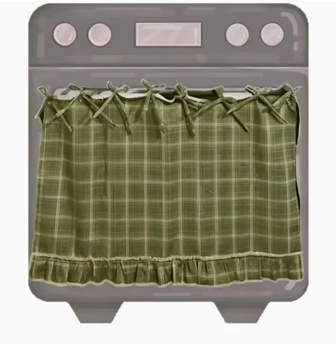 jupette oven vichy rouge blanc fermière rubans nouer écran intimité placard cache cuisinière