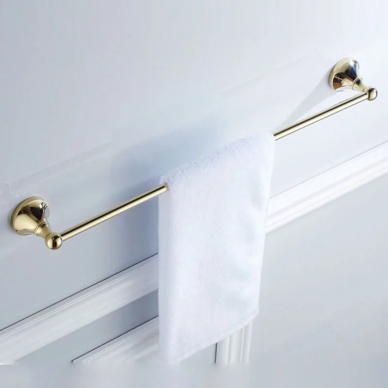 porte serviettes mural or chrome lisse brillant classique vis fixé serviette blanche