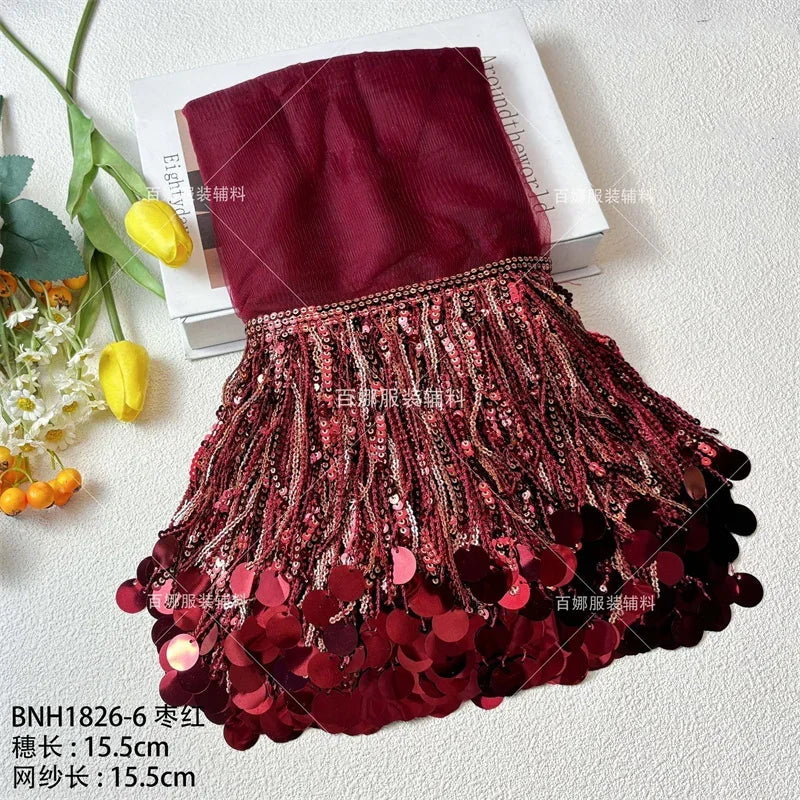 ruban décoratif polyester paillettes dorées élégant mariage bleu marine vert rouge
