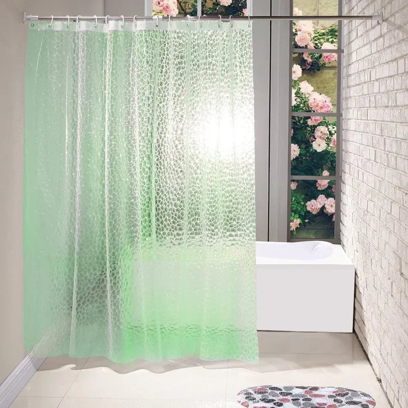 Rideau de douche en galets PEVA blanc dans une salle de bain moderne