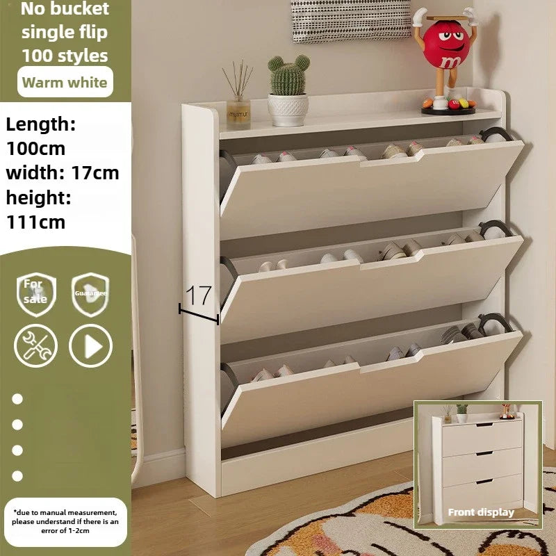 armoire chaussures moderne beige clair tiroirs rangement chaussures objets multifonction bois MDF
