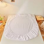 drap housse lit coton blanc uni élastique matelas moderne doux