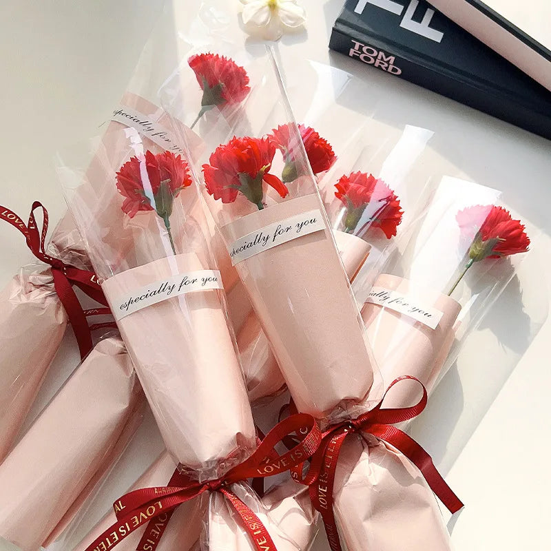 bouquet fleurs artificielles rose mariage décoration intérieure moderne élégante anniversaire cadeau fête transparent ruban