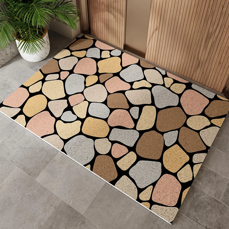 tapis sol porte d'entrée extérieur effet pierre granit moderne imperméable antidérapant gris beige