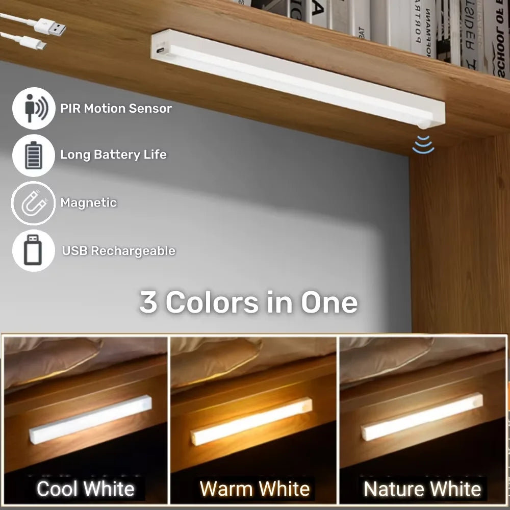 lampe led détecteur mouvement rechargeable usb blancs veilleuse rectangle moderne minimaliste adhésif