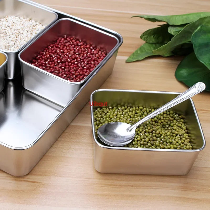 boîte épices argentée moderne cuillères épices incluses distributeur condiments inoxydable respectueux l'environnement