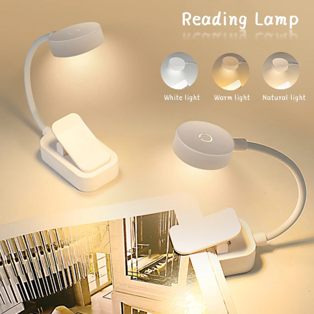 lampe lecture led étudiante portable protection yeux couleurs blanc moderne clip fixe