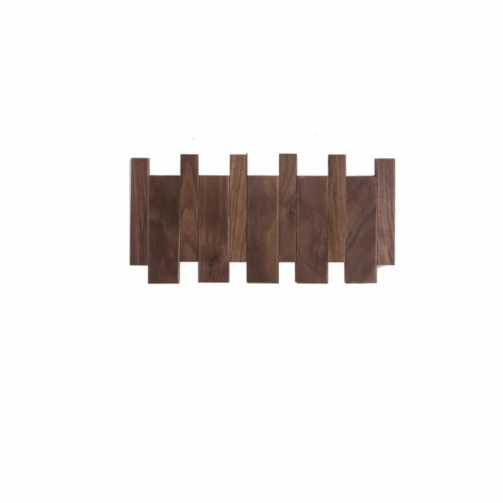 porte manteaux bois moderne crochets marron foncé minimaliste fixations murales sac dos serviette chapeau