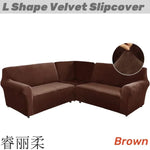housse canapé d'angle velours noir moderne élastique lavable accueil places
