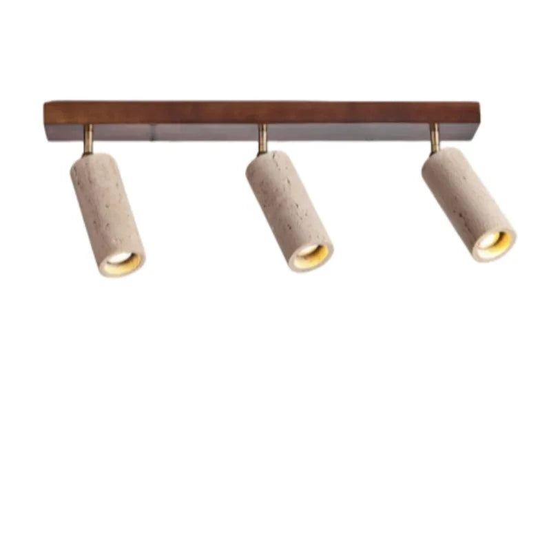 plafonnier moderne quatre lampes bois naturel finition minimaliste quatre ampoules E27