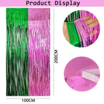 rideau festif vert rose rayures horizontales alternées opacité decoratif brillant adhésif 100cmx200cm 38cmx300cm mariage
