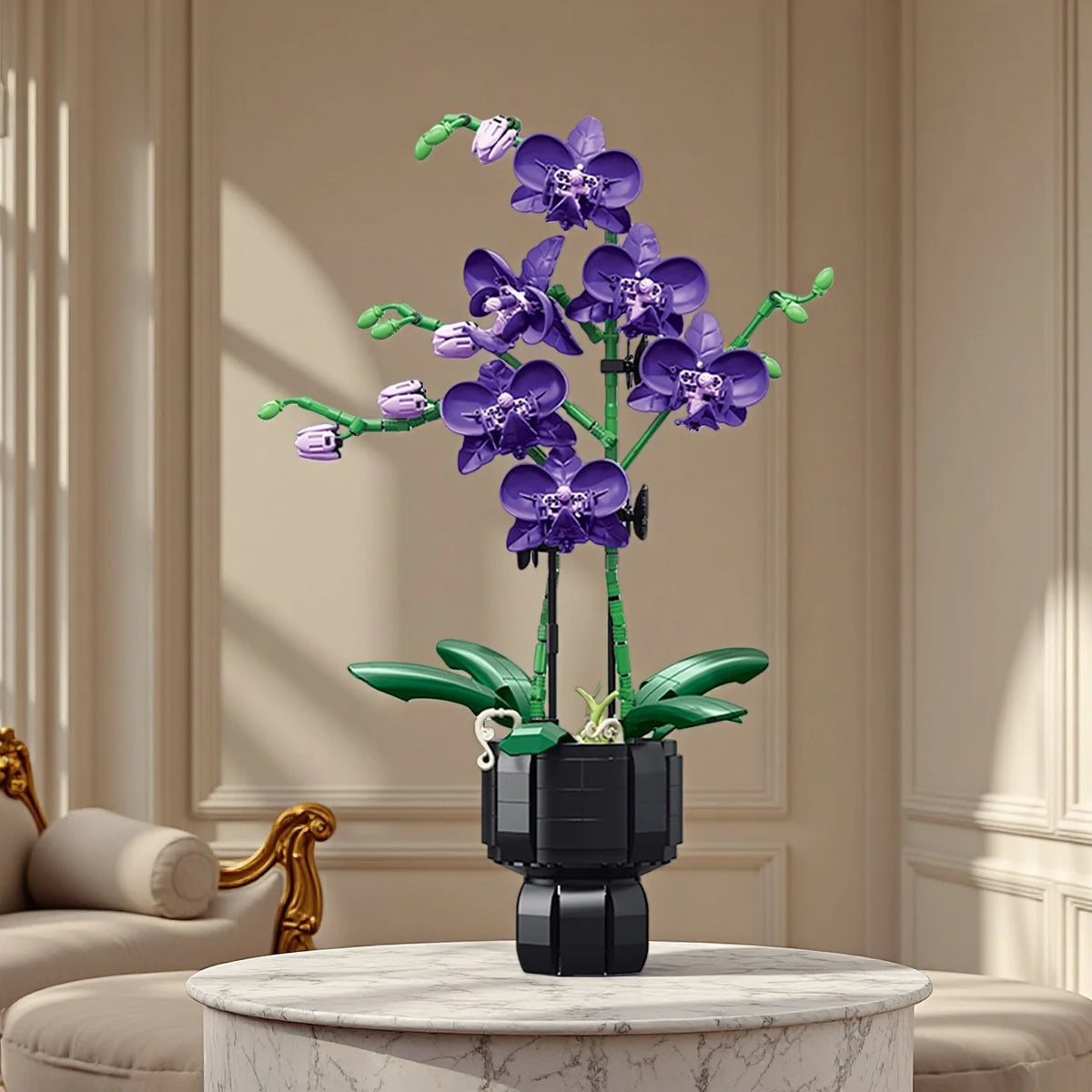 décoration maison fleur artificielle phalaenopsis violet feuilles réaliste clips anniversaire valentin noël