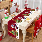 table noël chemin rouge blanche doré père noël flocons merry christmas festive
