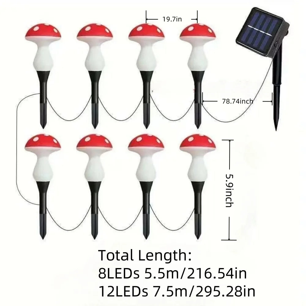 lampe solaire champignon rouge points blancs corps jaune transparent extérieur décoration enfantine modes éclairage