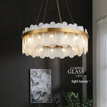 Suspension lumineuse moderne or verre dépoli blanc élégante encastrée lumière led chambre salon