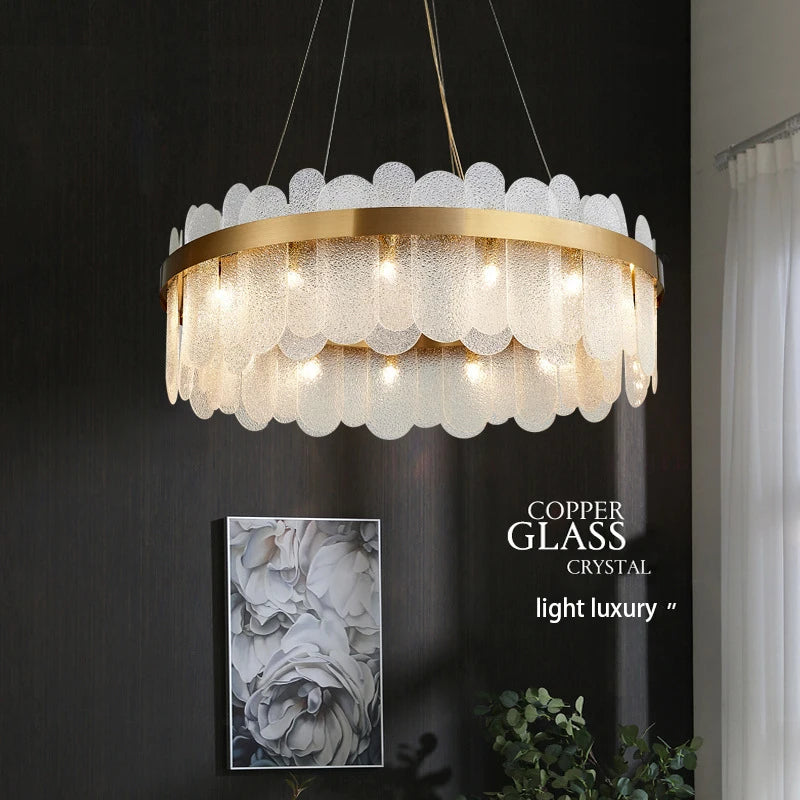 Suspension lumineuse moderne or verre dépoli blanc élégante encastrée lumière led chambre salon