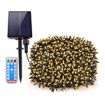guirlande led solaire extérieure jaune rouge verte bleue décoration festive 50m ip65 télécommande