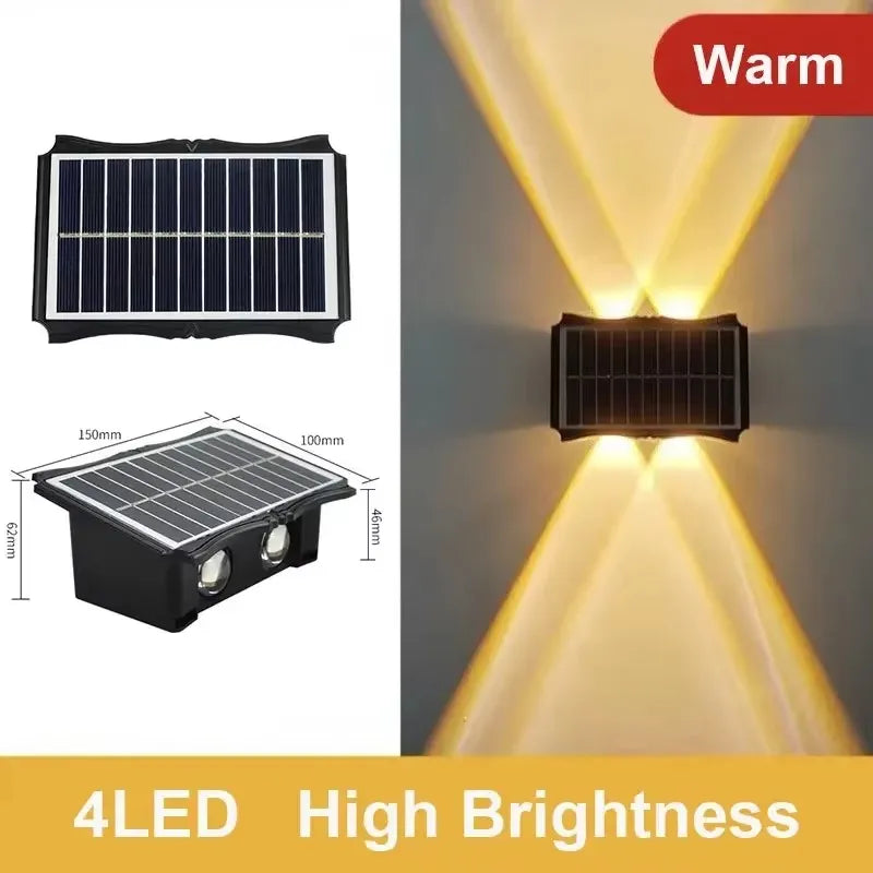 lampes murales solaires extérieures modernes led ip65 imperméables 6lumieres rgb blanc jaune