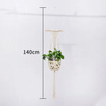 support plante suspendue macramé boho rotin blanc sculpté main decoration maison balcon jardin anneau