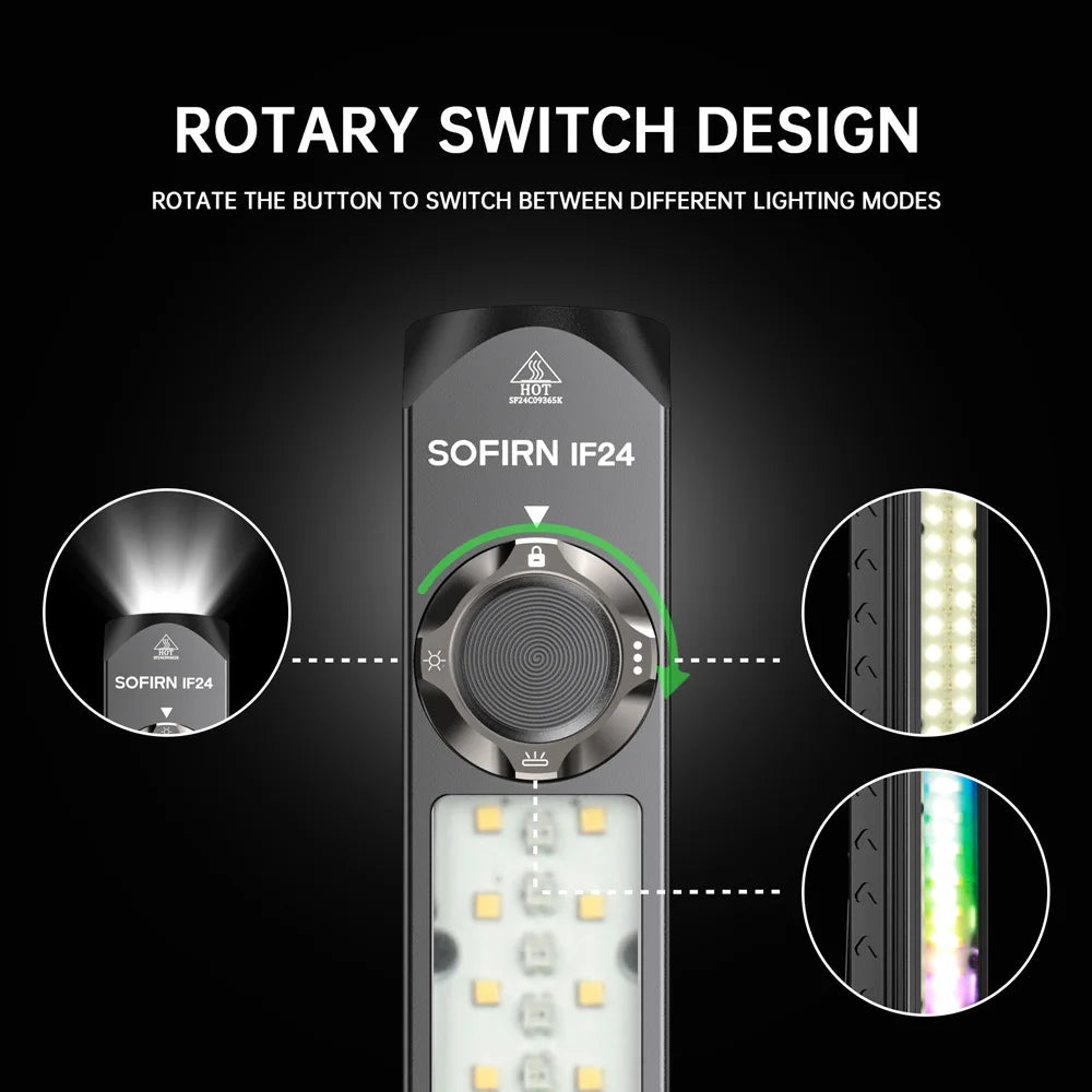 lampe torche led noire aimantée éclairage multicolore résistant chocs moderne
