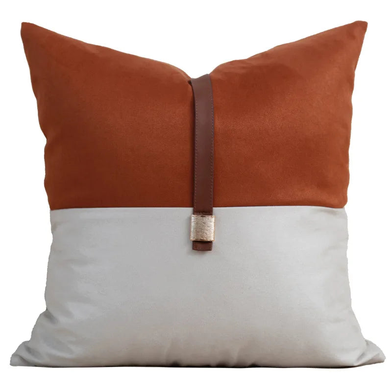 housse coussin carré orange motif géométrique moderne adhésif décoration intérieur