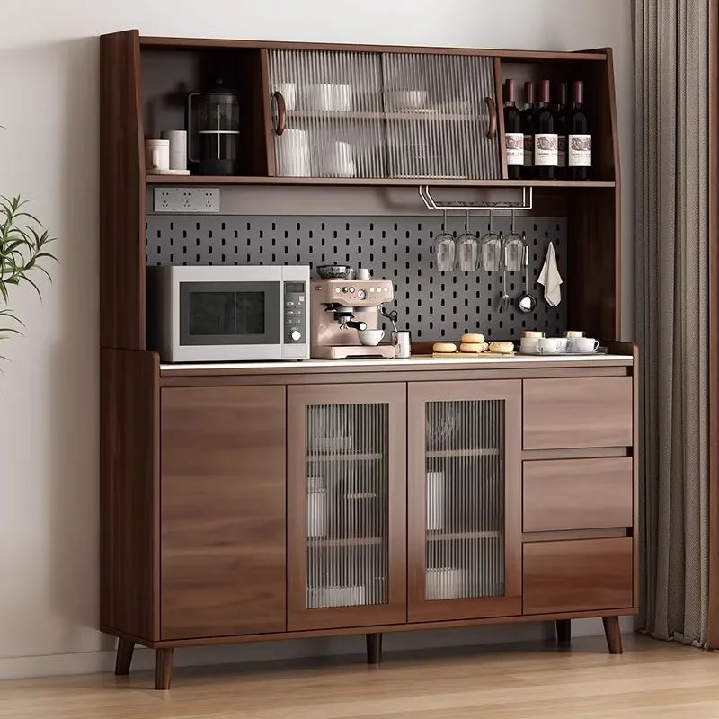 armoire cuisine moderne marron clair tiroirs panneaux bois lisses multifonctionnels