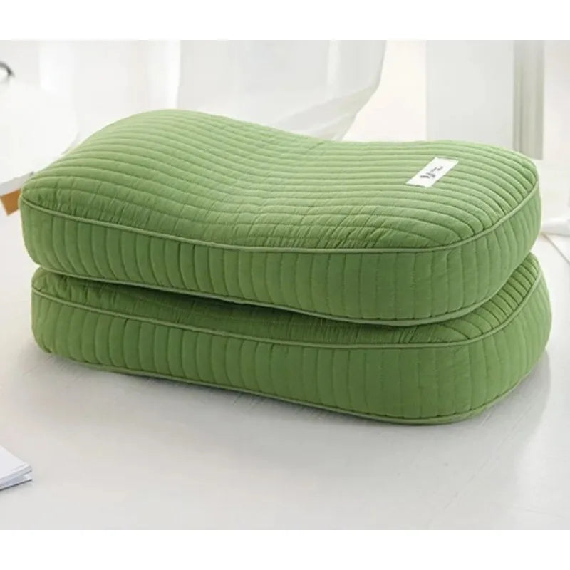 oreiller sarrasin coton gris vert rayures moderne massage 48x26cm qualité single