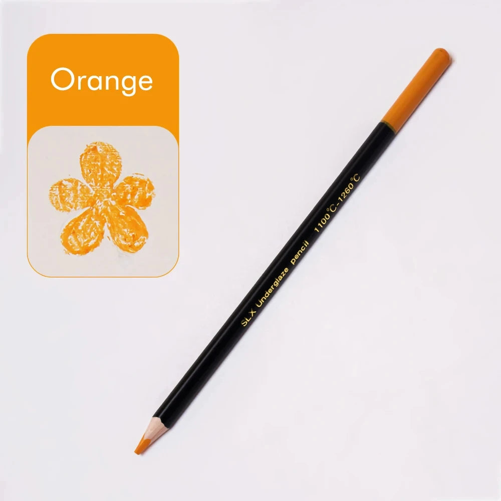 crayons sous glaçe 12 couleurs noires blanches bleues vertes orangées rouges marrons grises roses