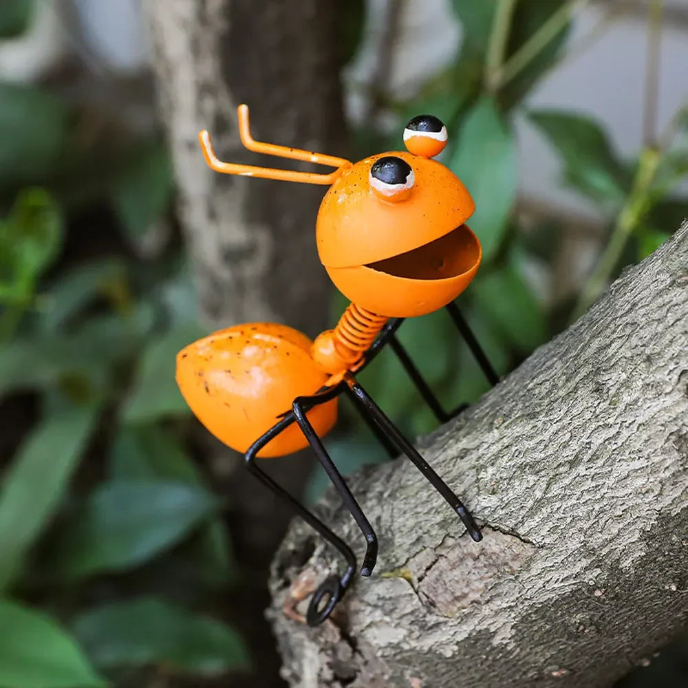 décoration extérieure fourmis métal couleur orange rouge bleu vert cartoon