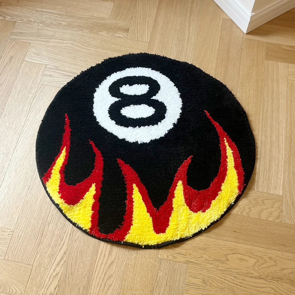 tapis flammes chiffre moderne noir blanc rouge jaune anti dérapant intérieur extérieur voyage cuisine