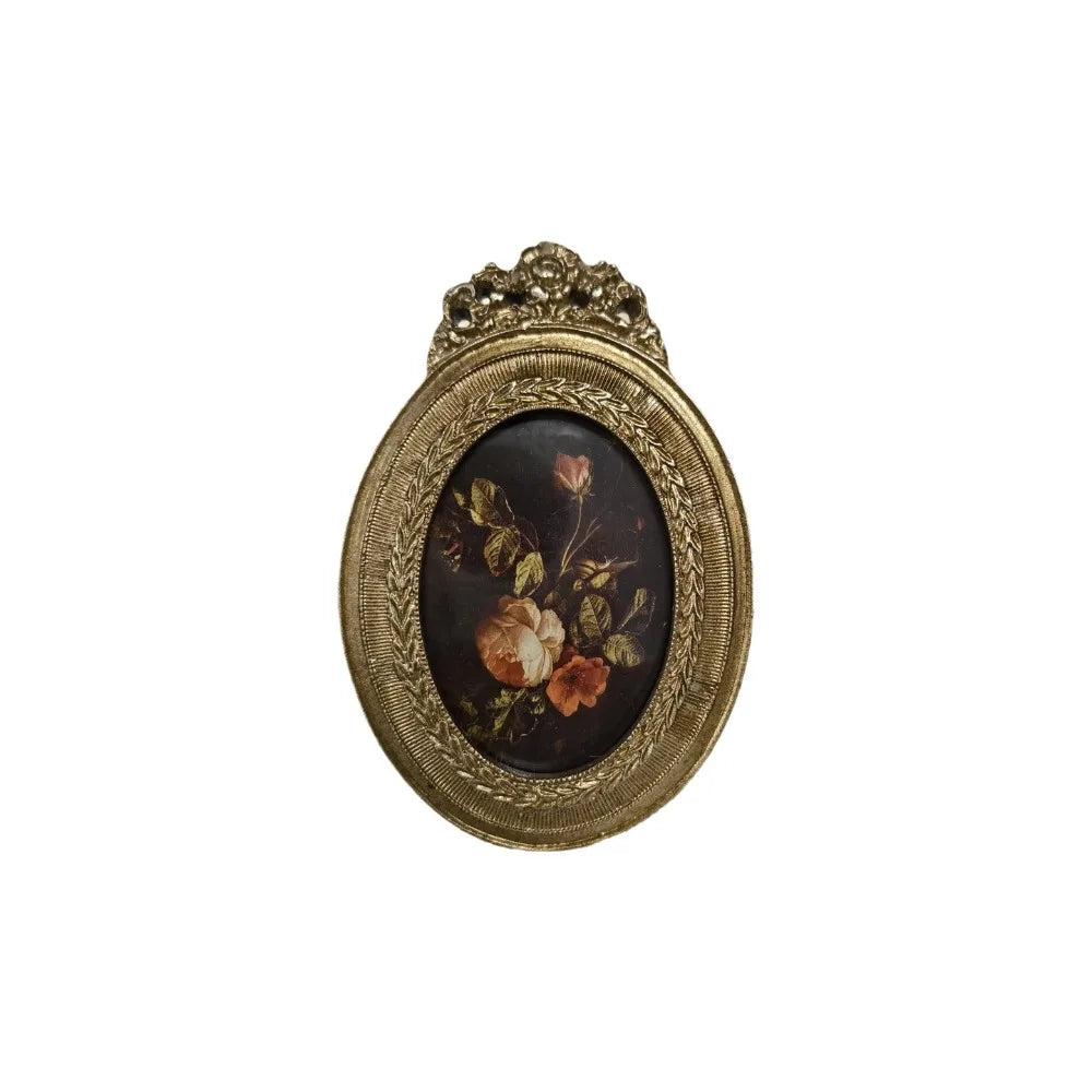 cadre photo vintage baroque or marron décoration florale sculptée aspect vieilliOpaque photo visible support